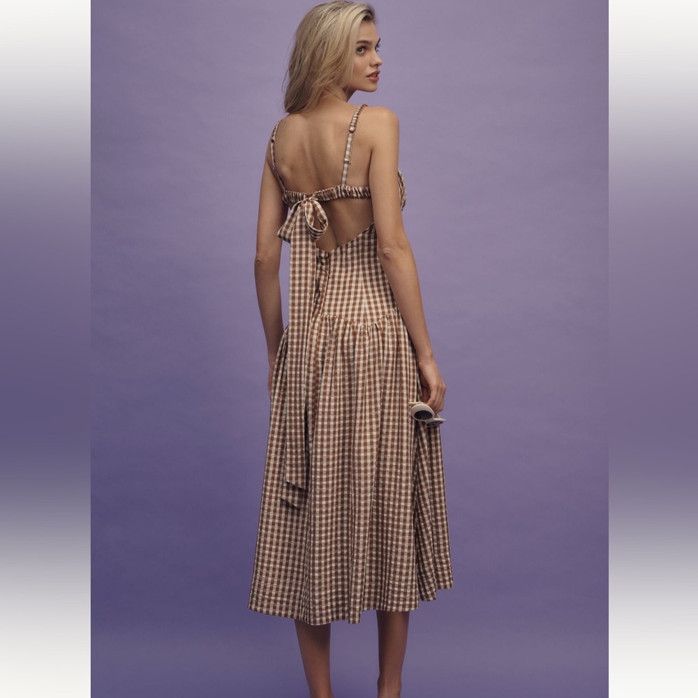 NWT For Love & Lemons Gingerbread Gingham Dress - Picture 2 of 7